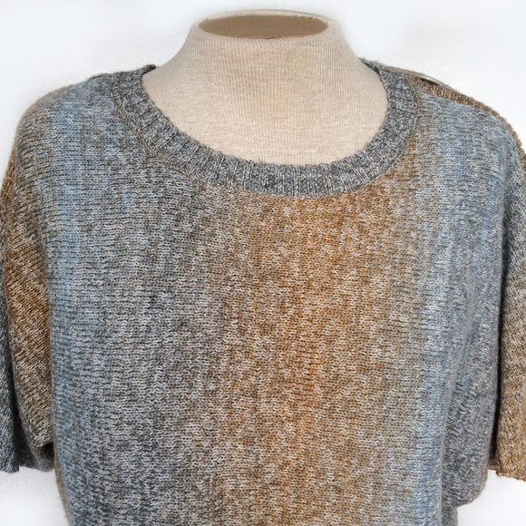 Cleo Ombre Gray Blue Camel Popover Knit Sweater L - Picture 3 of 6